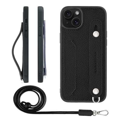 HANATORA for iPhone 15Plus �P�[�X �{�v �ϏՌ� �w�ʃx���g �X�g���b�v�����O �X�}�z�P�[�X �X�}�z �X�^���h�@�\ �l�b�N�X�g���b�v �t�� �J�[�h�|�P�b�g �V�������N���U�[ �M�t�g �u���b�N CGHGZ-15Plus-Black