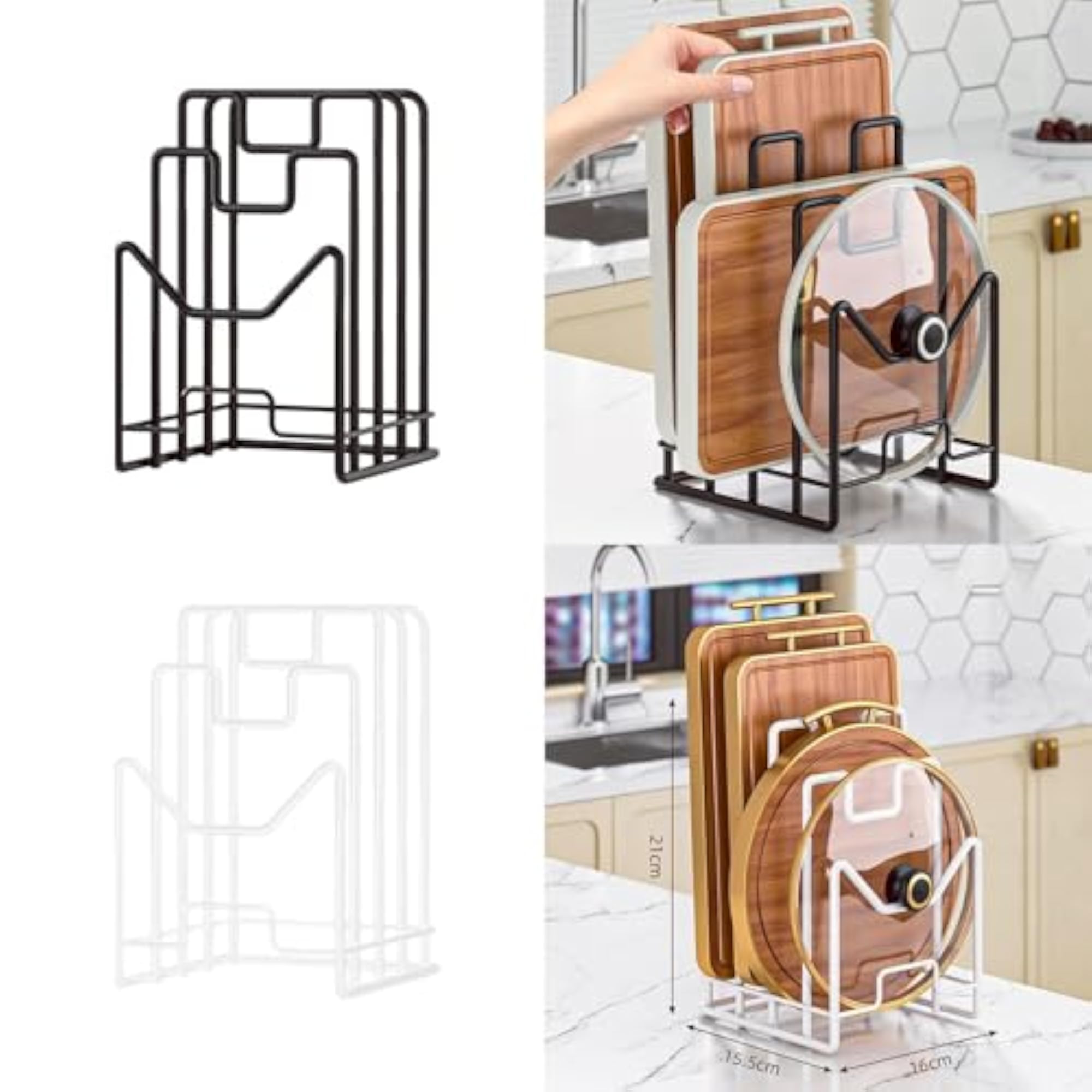 Black Cutting Board Storage Rack Stand