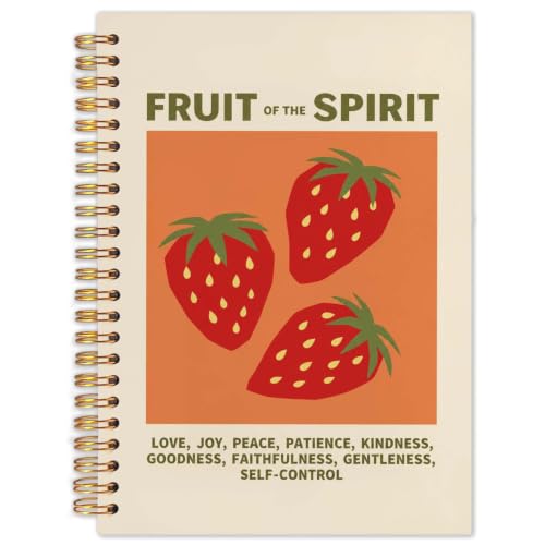 SAFDSGFDB Strawberry Christian Notebook Journal 5.5x8.3, Galatians 5:22-23 Bible Verse Journal, Fruit of the Spirit Religious Spiral Hardcover Notebook for Work Study Office Note Taking