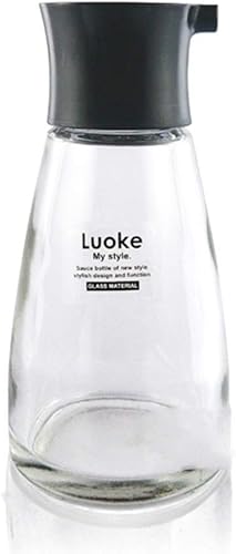 Hemoton Botella dispensadora de aceite Vinagre de vidrio con boquillas de vertido Contenedor de condimento líquido para cocina Negro