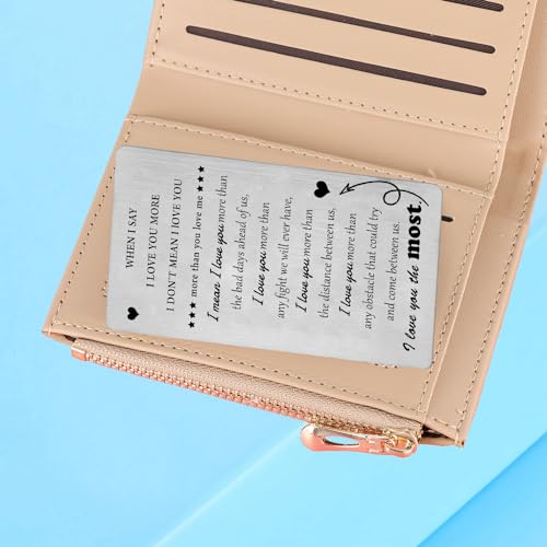 Engraved Wallet Insert Cards for Men When I Say I Love You More Wallet Card I Love You Gifts For Boyfriend Husband Wallet Cards for Valentines Anniversary Birthday - Thumbnail 2