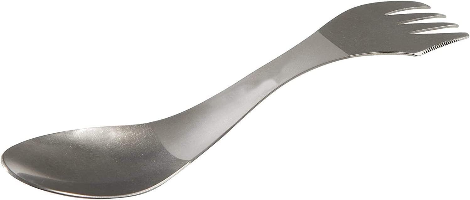 THE WHITE SHOP Titanium Spork, Grey 3 IN 1 Durable Rust Proof Stainless Steel Spork Combo Spoon Fork Knife Cutlery Kit Fruit Appetizer Dessert Salad Flatware for Home Camping Hiking Travel