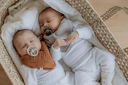 Bibs Boheme Soother 2-Pack. Bpa Free Dummy Pacifier, Symmetrical Nipple. Natural Rubber Latex, Made In Denmark. 0-6 Months (Pack Of 2), Baby Blue/Island Sea #TOP16