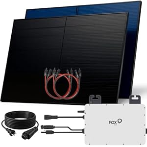 SUNNIVA 1000W Balkonkraftwerk BIFAZIAL FULLBLACK komplett Steckdose FOX ESS 800W Wechselrichter, PV Solaranlage, 2x 500W Glas-Glas Solarmodule, inkl. 5m Kabel, Bluetooth WIFI, Komplettset 1 41o0SuWL2PL. SL500 . SS300