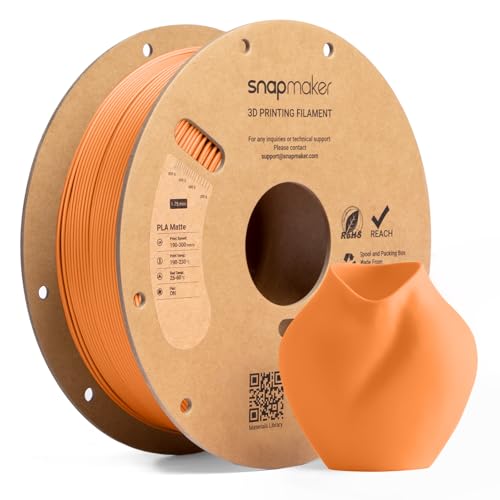 Image of Snapmaker Matte PLA Filament 1.75mm, RFID 3D Printer Filament for Snapmaker U1, Dimensional Accuracy + /- 0.02mm, 300mm /s High Speed Printing Clog-Free for Most FDM Printers,1kg(2.2lbs) Lava Orange