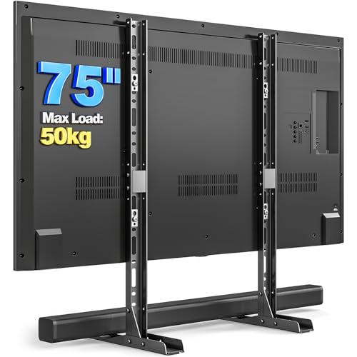 TVON Supporto TV da Tavolo 20-75 Pollici, piedistallo tv universale Supporto Ultra Resistente 50 kg, Regolabile in Altezza supporto tele base, universali Piedini per TV, Max VESA 800x600mm