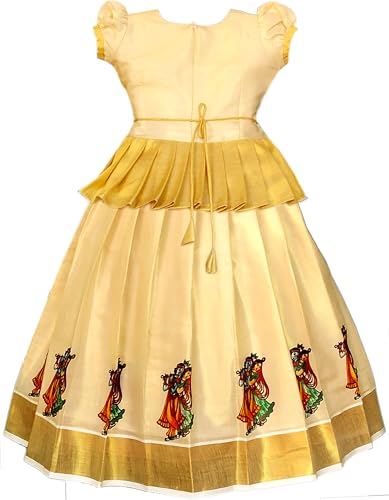 Image of Girl's Silk Readymade Traditional Lehenga Choli with-KERALP PATTU 4 colour