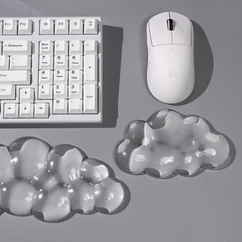 Ergonomic Cloud Gel Keyboard and Mouse Wrist Rest Set – White Clear Wrist Rest for Keyboard 60%/68%/75%, Comfort & Support for Typing and Gaming (Cloud) by Sumgsn - Image 8