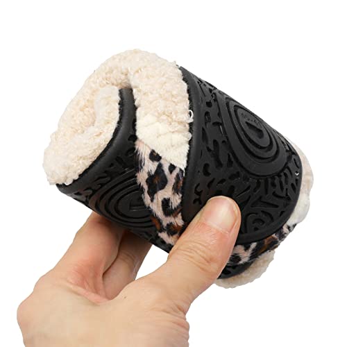 Scurtain Unisex Mens Womens Slippers Socks Artificial Woolen Slippers For Men Women With Non-Slip Rubber Sole Fitkicks Shoes For Women Bedroom Slippers Women Slip On Shoes Beige/Leopard 6-7 #TOP6