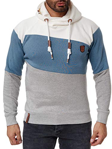 Indicode Pessac męski sweter z kapturem o asymetrycznym wzornictwie, białawy, S