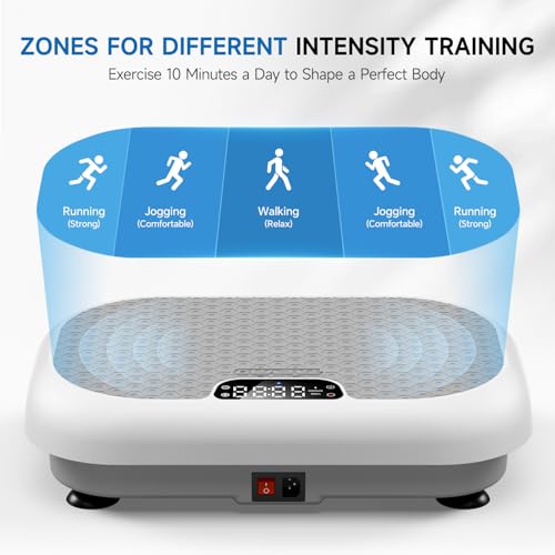 Taevno Vibration Plate Exercise Machine Weight Loss, Power Vibration Plates for Lymphatic Drainage, Full Body Workout Vibrating Plate Automatic Mode P1-P10 Fitness Platform, 450 Lbs Capacity White - Thumbnail 6
