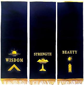 Masonic Blue Lodge Pedestal Covers - Set of Three Hand Embroidered