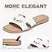 FITORY Women's Flat Sandals Fashion Square Open Toe Slides With Metal Chain Slippers for Summer Size 8.5 White