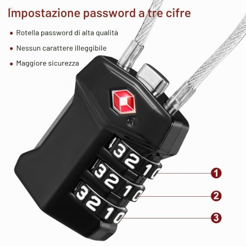 Blendura Lucchetto Valigia TSA 2 Pezzi, Combinazione Vi...