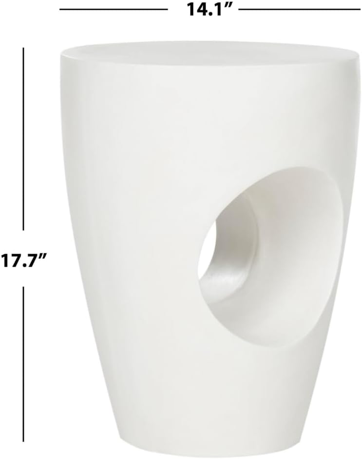 Safavieh Outdoor Collection Aishi Modern Concrete Ivory Round 17.7-inch Accent Table