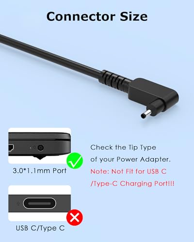 Nivjuky 65W Laptop Charger Compatible with Acer Aspire 1 3 5 A515 A315/ Spin 1 3 5/ Swift 1 3/ Chromebook C738T C910 A13-045N2A A11-065N1A PA-1450-26 N20C5 N15Q8 N15Q9 N16P1 AC Adapter Power Cord