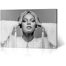 HB Art Design Diana Ross in Fancy White Dress Black and White Canvas Wall Art Print Beautiful African American Art Icon Artwork Living Room Bedroom Decor Home Decor Made in USA 8x12