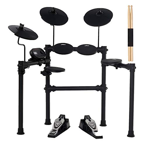 ZHRUNS Electric Drum Set Electronic Kit with 4 Drums 3 Cymbals,254 Sounds 60 Play Along Tracks,16-level reverb,Recording Capability and USB/MIDI Connectivity Suitable for Beginners