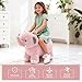 INPANY Bouncy Horse, Elephant Hopper Toys, Toddler Plush Bouncing Animal, Kids Inflatable Ride on Rubber Bouncer, Outdoor Birthday Gift for 2 3 4 Yr Boy Girl, Pink