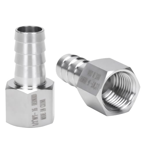 DERNORD 5/8" Barbed Hose x 1/2" NPT Female - Home Brew Fitting 304 Stainless Steel Pack of 2