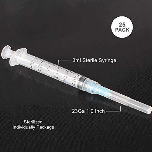 Bstean 25 Pack 3Ml Disposable Syringe With 23Ga 1.0 Inch Needle, Individual Package #TOP1