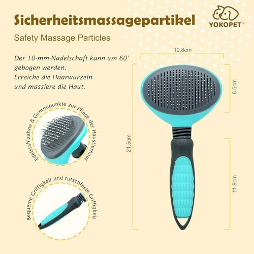 YOKOPET Hundebürste Katzenbürste, Haustier Bürsten Unterwolle, Hundebürste Katzenbürste für Langhaar und Kurzhaar, Sauberes Haustierhaar von der Bürste mit Einem Knopf