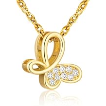 XIUDA Cremation Urn Necklace for Ashes with Crystal Butterfly Urn Jewelry Stainless Steel Memorial Keepsake Urn Pendant for Women