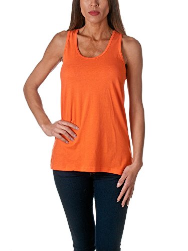 Sofra Women's Loose Fit Tank Top Relaxed Flowy Orange Small