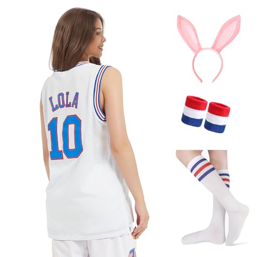 Men's Basketball Jersey Lola 10 Bugs 1 Space Movie 90S Hiphop Clothing Shirt for Cosplay (10Medium)