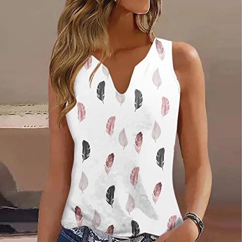 Summer Womens Tank Tops 2023 Women's Sleeveless V Neck Blouses Shirts Casual Loose Double Layers Mesh Floral Dressy #TOP1