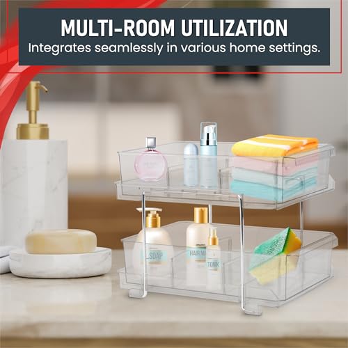 Masirs 2-Tier Clear Pull-Out Drawer Organizer - Sleek, Compact & Sturdy Makeup and Closet Organizer - Easy Assembly Kitchen Storage Solution, Ideal for Makeup, Tools, Medicines & Snacks by Masirs - Image 4