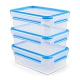 EMSA Clip & Close Frischhaltedosen-Set, rechteckig, 3 x 1 L, Aufbewahrungsboxen, 100 Prozent dicht...