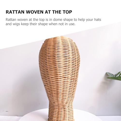 Support pour perruques présentoir chapeau rotin tressé rangement - 5