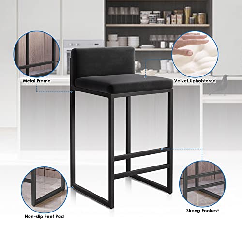 Tabourets de bar velours blanc et repose-pieds doré luxe - 4