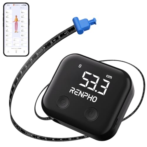 RENPHO スマートボディーメジャー スマートメジャー デジタル巻尺 スマホ連動 150cm 充電式 コンパクト LEDディスプレイ データ自動グラフ化 Bluetooth対応 アプリ連携 自動巻き取り式 ボディサイズ測定 身体の周囲測定 体型管理 ダイエット 筋トレ フィットネス