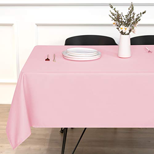 Image of sancua Rectangle Tablecloth - 60 x 60 Inch - Stain and Wrinkle Resistant Washable Polyester Table Cloth, Decorative Fabric Table Cover for Dining Tables, Buffet Parties and Camping, Pink