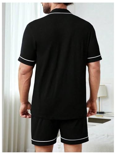 Verdusa Men's 2 Piece Button Up Short Sleeve Top and Short Sleepwear Pajama Sets2