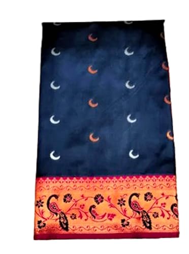 Paithani Silk Bridal Saree Zari Woven With Blouse Piece- Dark Blue Nila