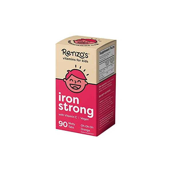 Renzos-Iron-Supplements-for-Kids-Dissolvable-Vegan-Iron-Supplement-for-Children-Sugar-Free-Iron-Supplements-for-Anemia-Oh-Oh-Oh-Orange-Flavor-90-Melty-Tabs Renzo's Iron Supplements Dissolvable Vegan for Kids Children, Sugar Free for Anemia, Oh-Oh-Oh Orange Flavor, 90 Melty Tabs