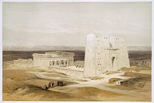 Poster Égypte Temple d'Edfu David Roberts 50x70 cm toile sans cadre pour décoration salon