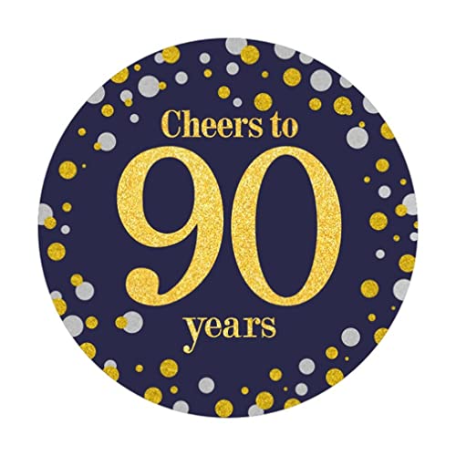 Stickers cadeaux Cheers to 90 Years noirs et dorés pour personnaliser les souvenirs