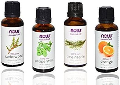 4-Pack Now Foods Essential Oils: Christmas Scent: Peppermint, Cedarwood, Pine, Orange Oil