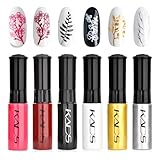 Set de Vernis à Ongles 6 Couleurs Estampage Polonais Coloré Vernis Stamping Peinture Détaillée Nail Art DIY Manucure Conception Outil