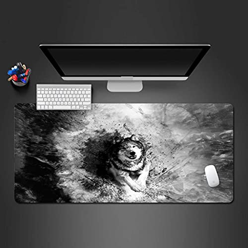 Tapis de souris XXL One Piece grand format mouse pad 1000x500 loup animal gris