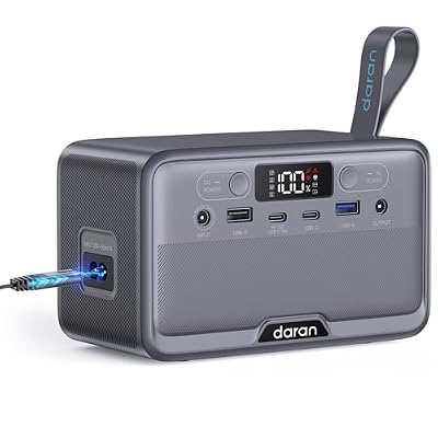 DARAN Portable Power Station, Ultra-Light 100W 89.6Wh Backup Battery with USB-C Fast Charge, AC/Solar Recharge, Perfect for Camping Gear, Phones, GoPro, Lights & Emergency Use