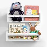 AHDECOR Nursery Room Bookshelf Wall Mount White Floating Shelves, Display Wall Shelf for Kids Room,