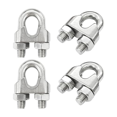 Runseaway 4PCS 7/16 Inch M12 Stainless Steel Wire Rope Cable Clip Clamp, 304 Corrosion-Resistant Wire Rope Clamps for Rigging, Securing Loads, Hanging Banners