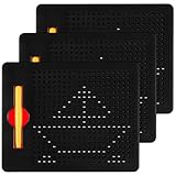 Yexiya 3 Pcs Magnetic Drawing Board for Kids, Toddler Travel Drawing Kit Magnet Sketch Thread Board with Stylus Pen and Beads Toy for Child Quiet Time Activities(Black,7 x 8.5 Inches)