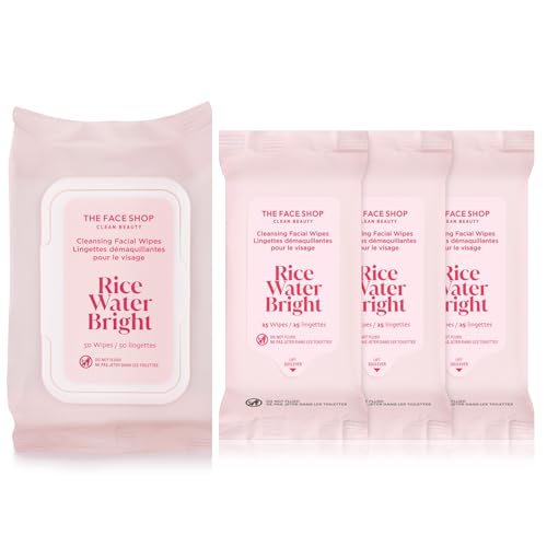 THE FACE SHOP Korean Rice Cleansing Wipes – Disposable Makeup Wipes for All Skin Types
