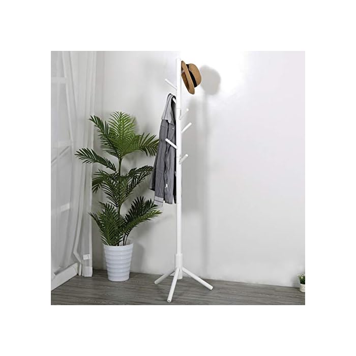 Vlush Sturdy Coat Rack Stand, Entryway Hall Tree Wooden Coat Rack